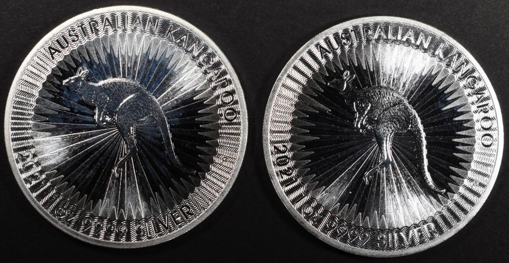 (2) 1oz .999 SILV AUSTRALIAN KANGAROO ROUNDS