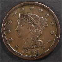 1848 LARGE CENT XF