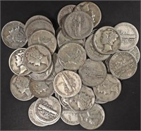 (50) MIXED DATE MERCURY DIMES