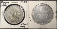 1785 ECU & 1934 20 FRANCS COINS