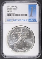 2021 AMERICAN SILVER EAGLE NGC MS70