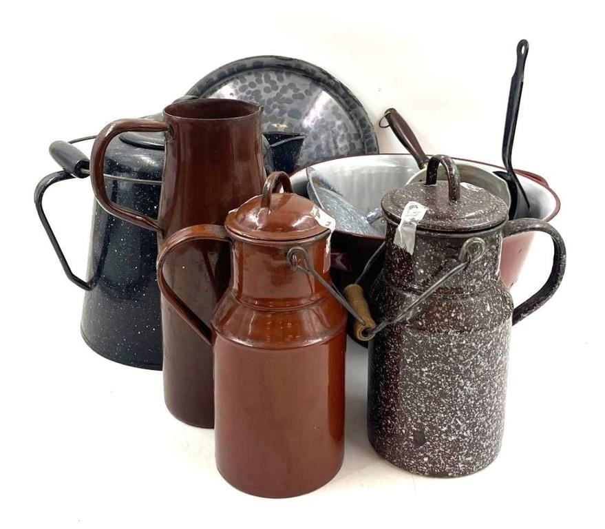 Assortment of Enamel and Metal Kitchenware
