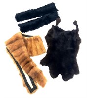 3 Various Animal Skin Scarfs and Pelts