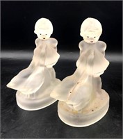 Vintage LE Smith Glass Girl with Geese Figurines
