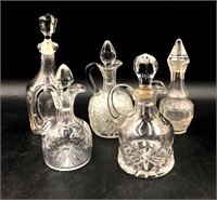 5 Glass or Crystal Decanters or Cruets