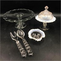 Assortment of Glass Serving Dishes and Spoons