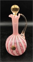 Vintage Murano Pink White and Gold Bottle