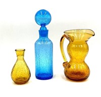 Amber and Blue Crackle Glass