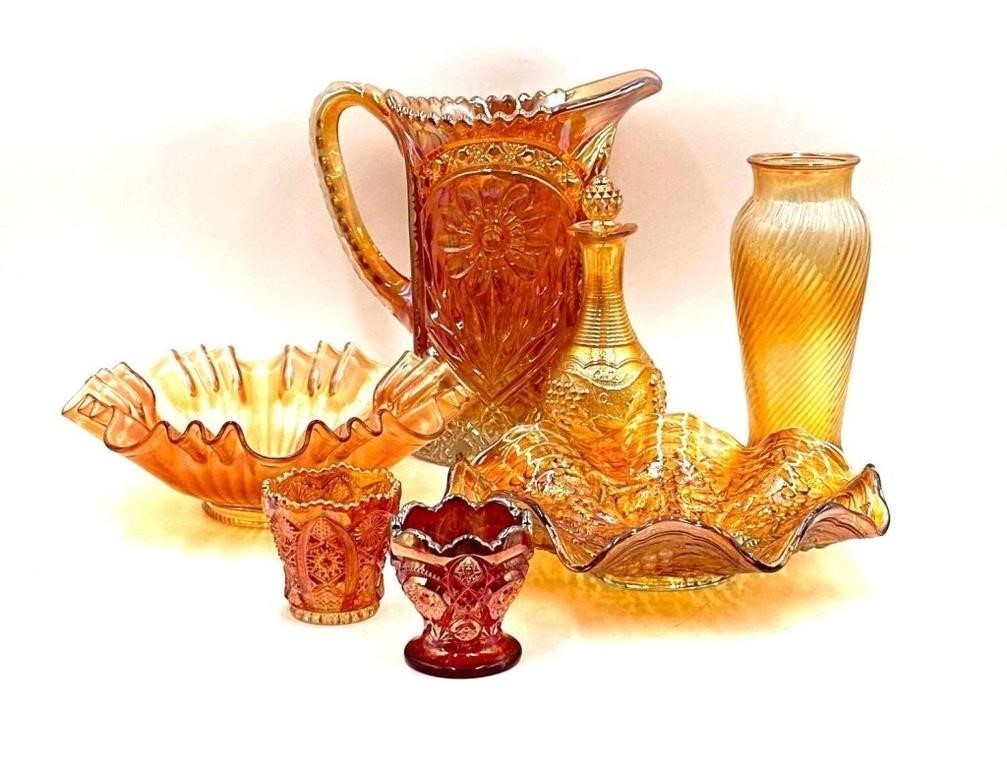 Assorted Marigold Carnival Glass