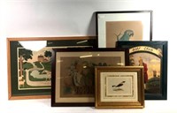 5 Art Pieces of 1800s scenes a Still Life or Birds
