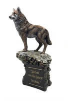 Listen to the Spirit Within Bronze Wolf Sculpture