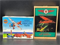 Gulf and Texaco Die Cast Airplane Banks