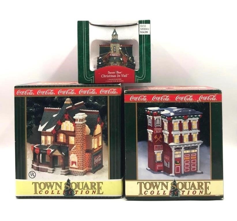 3 Christmas Village Town Collection Figurines