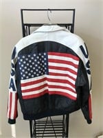 Lg Michael Hoban American Flag Jacket Leather
