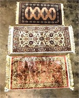 3 Middle Eastern Style Small Tasseled Rugs