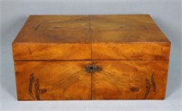19th C. Burl Walnut Veneer Sewing Box