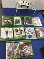 10 Xbox one games and one Xbox One controller
