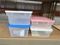 4 assorted small 1 - 1.5 gallon storage totes