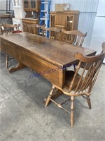 DROP LEAF DINNER TABLE W/ 5 CHAIRS,