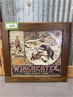 FRAMED WINCHESTER TIN SIGN, 16T X 17.5"W