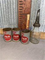 QUART OIL BOTTLE W/ SPOUT, CONOCO QT CANS