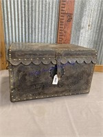LEATHER-COVERED TRUNK, 15 X 22 X 13"T