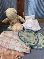 QUILTED TEDDY, PILLOWS, RUG, BLANKETS