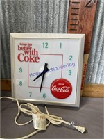 COKE ELECTRIC CLOCK, 16 X 16", DOESN'T LIGHT/ WORK