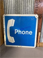PHONE METAL SIGN, TWO-SIDED, 24 X 24"