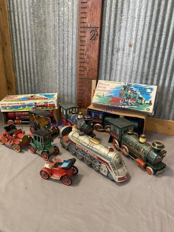 TIN TOY TRAINS, TIN CARS