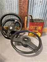 2-GAL GAS CAN, PAIR OF STEERING WHEELS, COVER