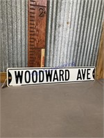 WOODWARD AVE METAL SIGN, 6 X 32"