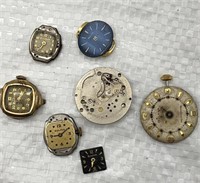 Vintage Bulova Watch Movements faces and parts