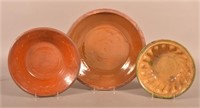 Three 19th Century Glazed Redware Bowls.