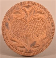 Fine PA Heart and Tulip Carved Walnut Butter Print