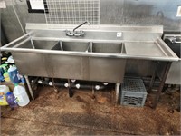 3 COMP SINK WITH DRAINBOARD 74" X 24"