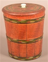 Lehnware Paint-Decorated Covered Sugar Bucket.