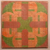 PA 19th Century Paint-Decorated Parcheesi Board.
