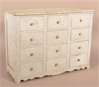 Antique 12-Drawer Chest with Powder Blue Paint.