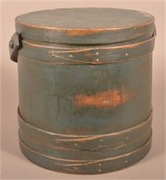 Antique Blue Painted Softwood Firkin.