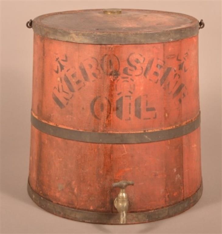 Red Painted Kerosene/Oil Keg.