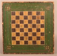 Antique Paint-Decorated Game Board.
