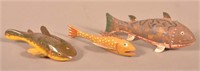 Three Vintage Folk Art Fish Decoys.