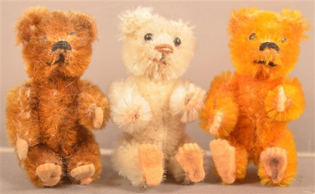 3 Mini Schuco Piccolo Series Jointed Teddy Bears.
