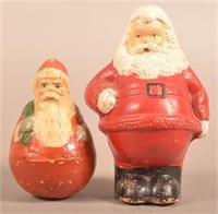 Composition Santa Roly Poly and Molded Still Bank.