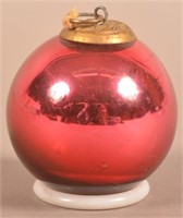 Small Antique German Red Glass Ball-Form Kugel.