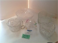 Glass bowl and heart decor