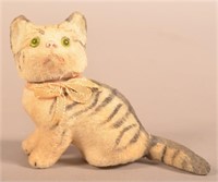 Vintage Felt Covered Seated Cat Candy Container.