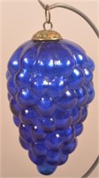 Antiq. German Cobalt Glass Cluster of Grapes Kugel