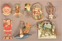 Antique Paper and Tinsel Christmas Ornaments.